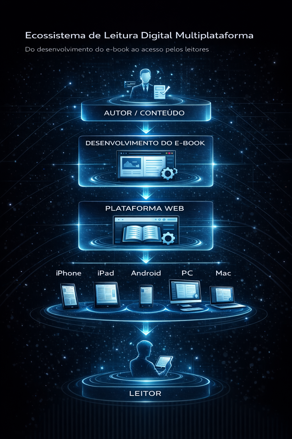 Infográfico Ecossistema digital de leitura multiplataforma