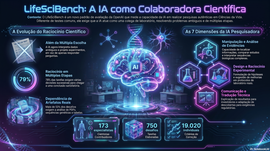Infográfico LifeSciBench OpenAI.